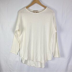 Michael Kors Women Medium Sweater Ivory Waffle Knit Tunic Top EUC